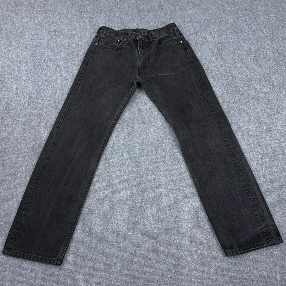 Levi's 505 Regular Fit Jeans Mens 34x34 FITS 31x32 Black Straight Leg Denim